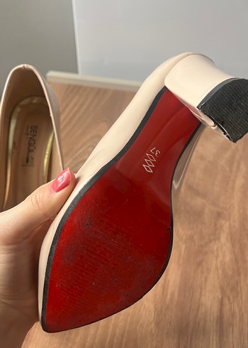 37 Beden Bej Kadın Kalın Topuklu Stiletto
