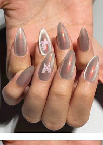 Pembe Pastel Çiçekli jel tırnak seti - Görsel 5