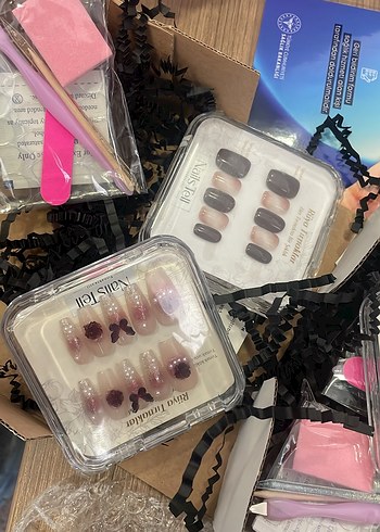 Pembe Pastel Çiçekli jel tırnak seti - Görsel 2