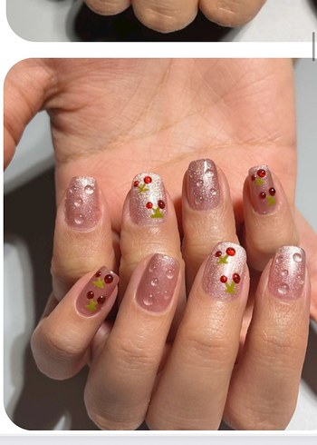 Pembe Pastel Çiçekli jel tırnak seti - Görsel 3