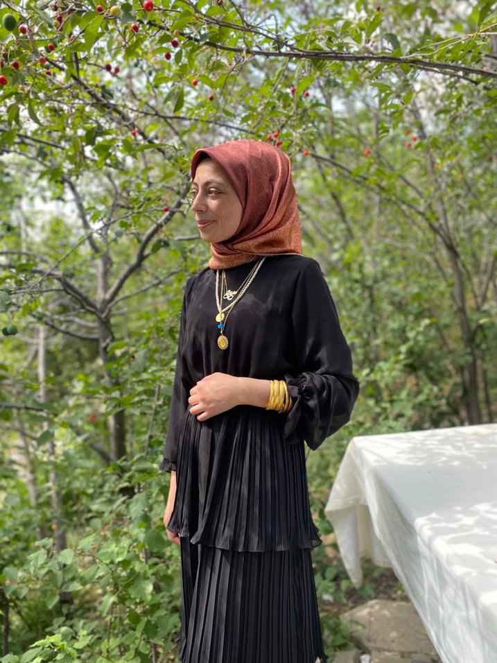 Uzun Siyah Piliseli Kadın Elbise - Görsel 2