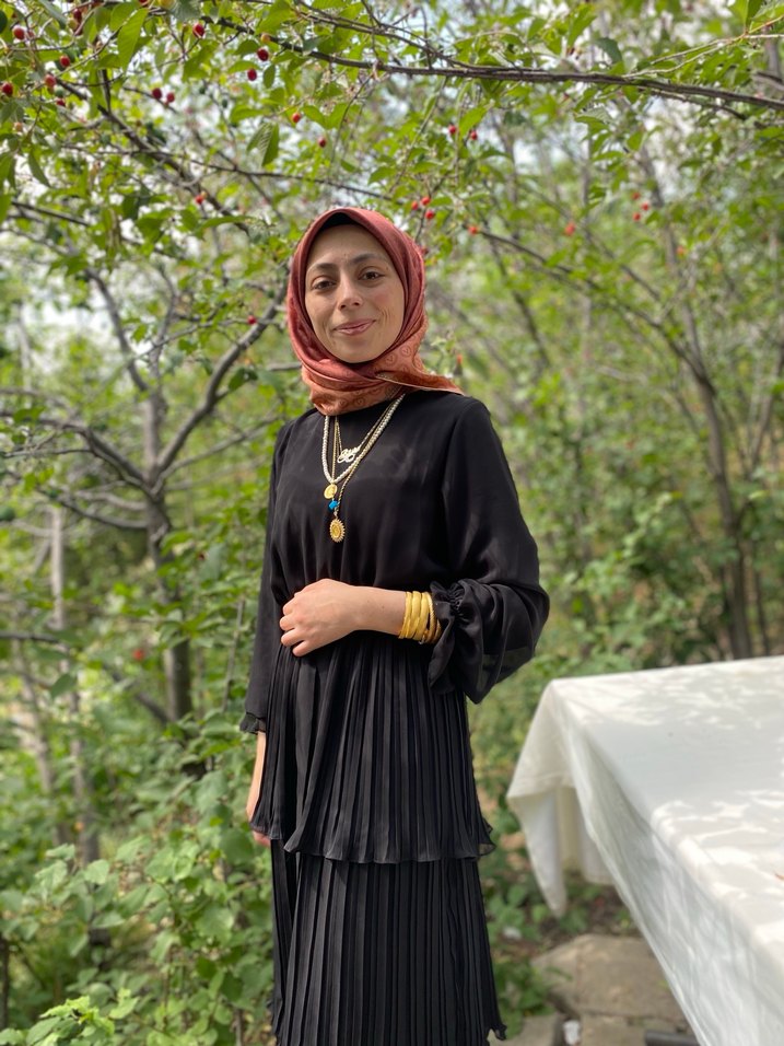 Uzun Siyah Piliseli Kadın Elbise - Görsel 3