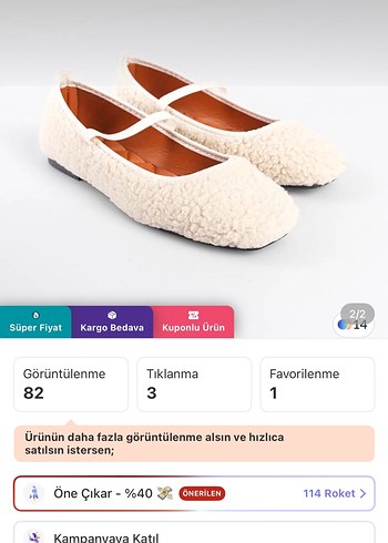 Kadın Beyaz Kürklü Lastik Bantlı Babet - Görsel 2