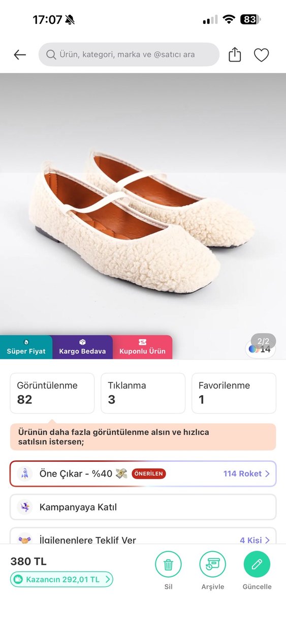 Kadın Beyaz Kürklü Lastik Bantlı Babet - Görsel 2