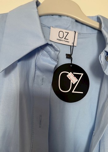 Mavi Uzun Kollu Düğmeli Kadın Gömlek - Görsel 2