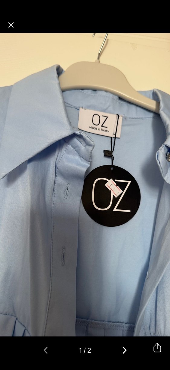 Mavi Uzun Kollu Düğmeli Kadın Gömlek - Görsel 2