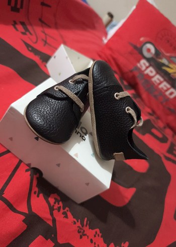 Siyah Deri Erkek Bebek İlk Adım Ayakkabısı - Görsel 3