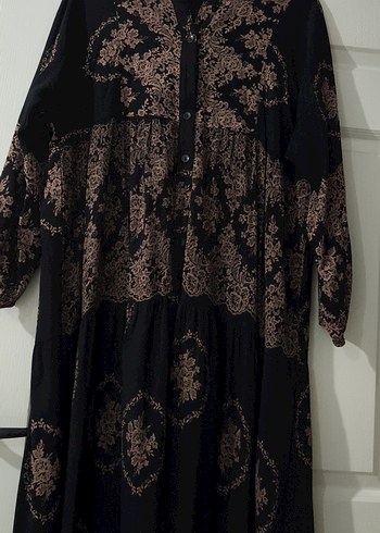 Dantel Detaylı Bohem Uzun Kahverengi Elbise - Görsel 3