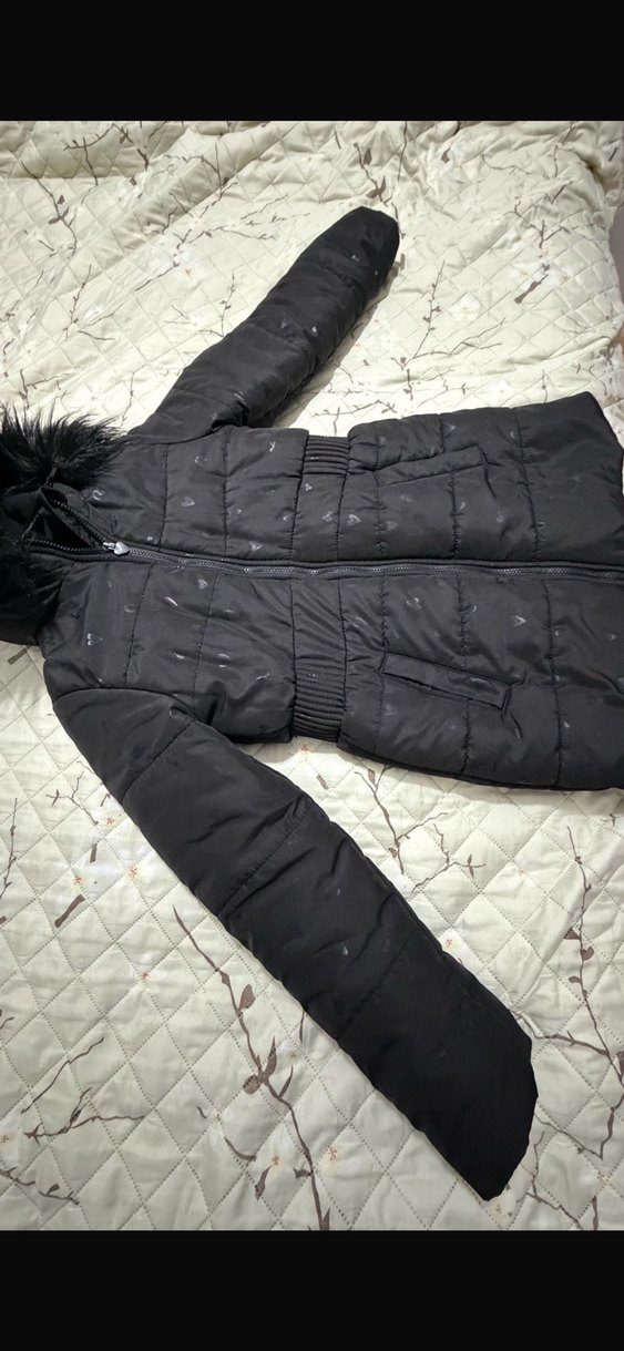 Kürk Detaylı Siyah Kız çocuk Kışlık Mont - Görsel 5