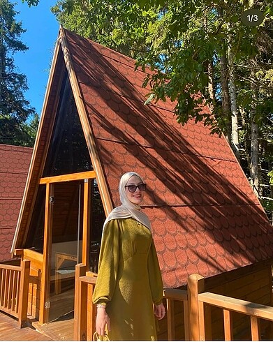 Trendyol & Milla Yeşil vücudu saran tesettür elbise
