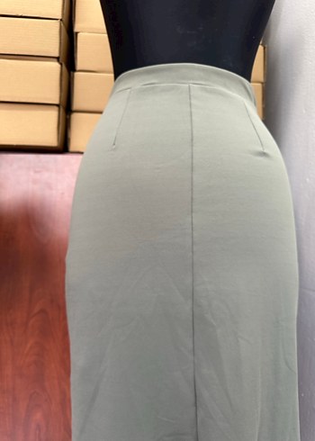 Kadın Haki Uzun Düz Etek yırtmaçlı - Görsel 3