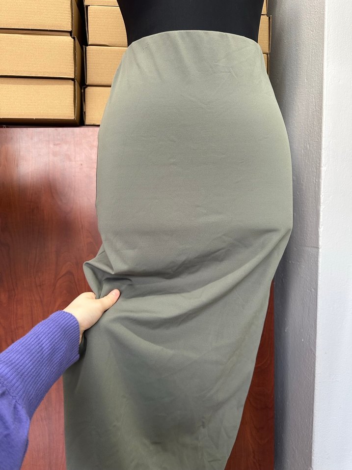 Kadın Haki Uzun Düz Etek yırtmaçlı - Görsel 4