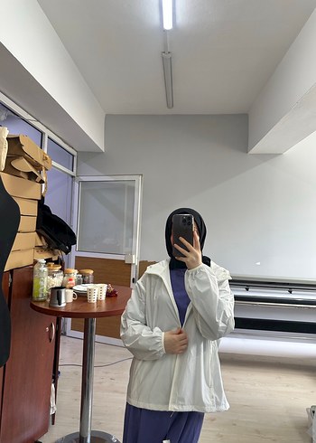 Beyaz Fermuarlı Salaş Kadın Ceket - Görsel 9