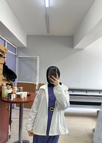 Beyaz Fermuarlı Salaş Kadın Ceket - Görsel 8