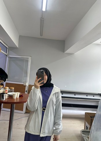 Beyaz Fermuarlı Salaş Kadın Ceket - Görsel 10