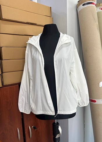 Beyaz Fermuarlı Salaş Kadın Ceket - Görsel 6