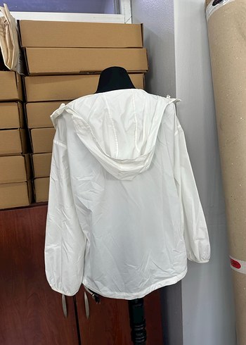 Beyaz Fermuarlı Salaş Kadın Ceket - Görsel 7