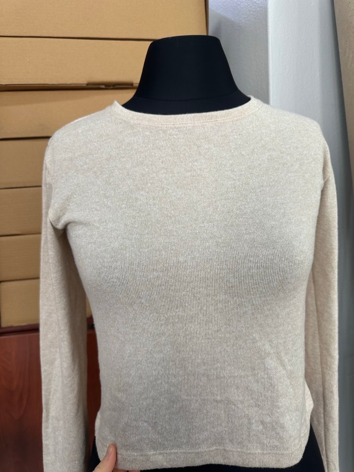 Bej Kadın Uzun Kollu Basic bluz - Görsel 2