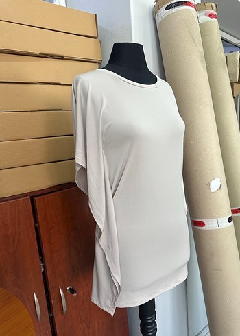 Bej Kadın Uzun Kollu Salaş Bluz - Görsel 3