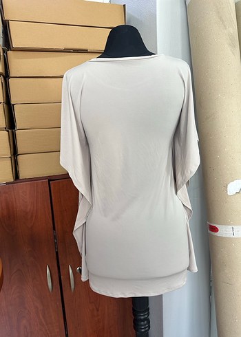 Bej Kadın Uzun Kollu Salaş Bluz - Görsel 5