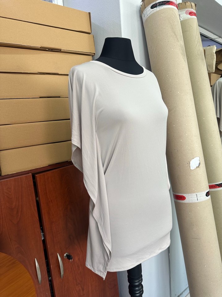 Bej Kadın Uzun Kollu Salaş Bluz - Görsel 3