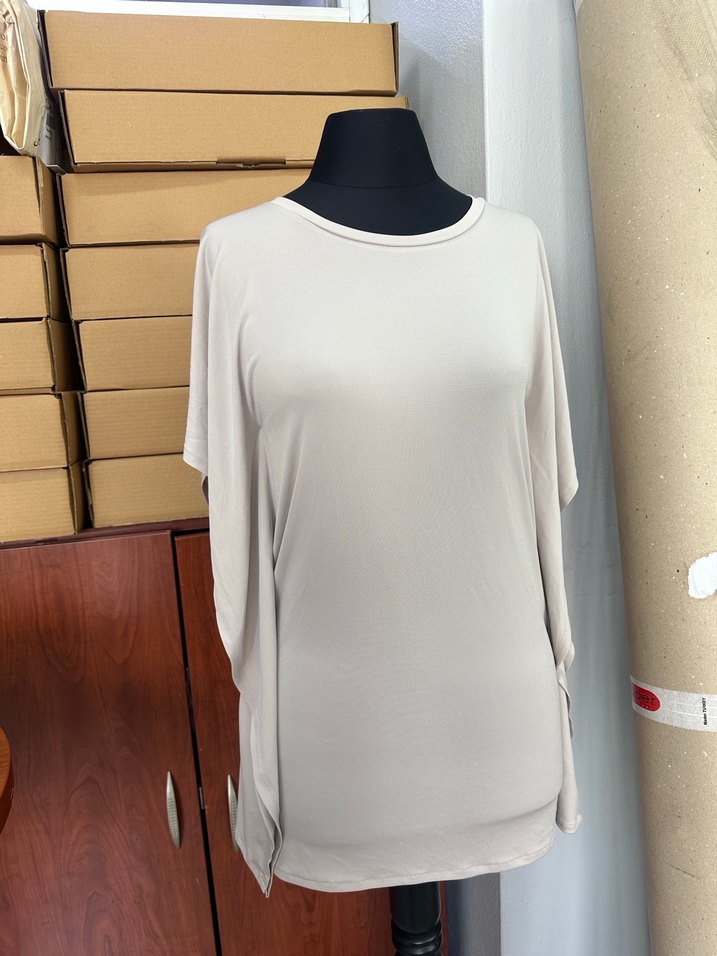 Bej Kadın Uzun Kollu Salaş Bluz - Görsel 2