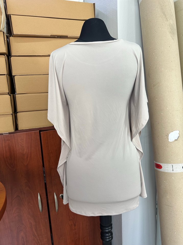 Bej Kadın Uzun Kollu Salaş Bluz - Görsel 5