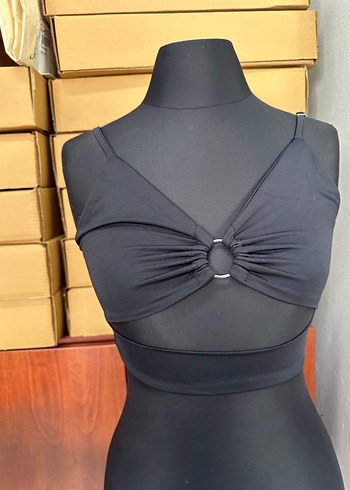 Siyah Strappy Kadın Bustier crop - Görsel 3