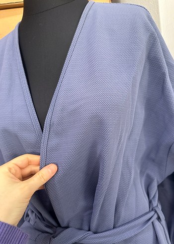 Mavi Kuşaklı Midi Ceket - Görsel 2