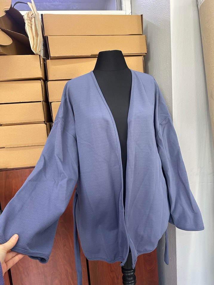 Mavi Kuşaklı Midi Ceket - Görsel 3