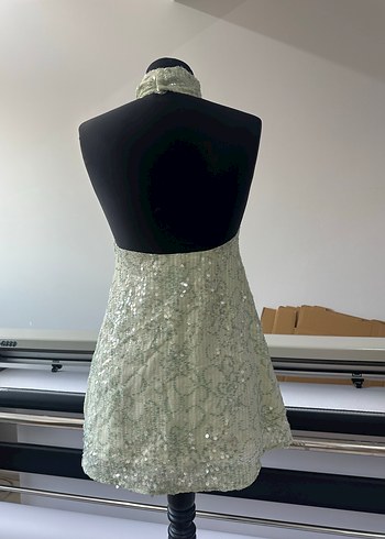 Yeşil Parlak Mini Nakışlı Bohem Elbise XS,S,M mevcuttur - Görsel 7