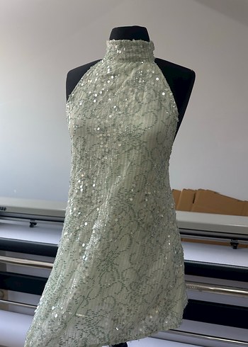 Yeşil Parlak Mini Nakışlı Bohem Elbise XS,S,M mevcuttur - Görsel 2