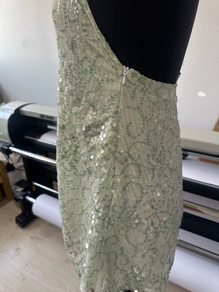 Yeşil Parlak Mini Nakışlı Bohem Elbise XS,S,M mevcuttur - Görsel 4