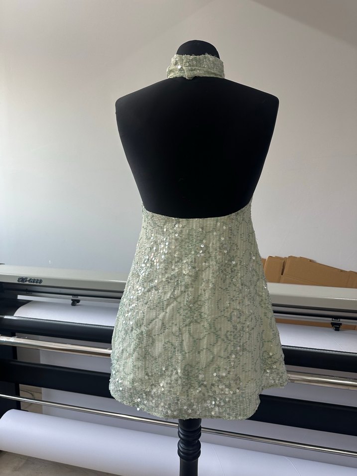 Yeşil Parlak Mini Nakışlı Bohem Elbise XS,S,M mevcuttur - Görsel 5