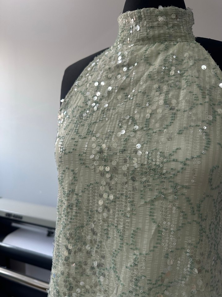 Yeşil Parlak Mini Nakışlı Bohem Elbise XS,S,M mevcuttur - Görsel 3