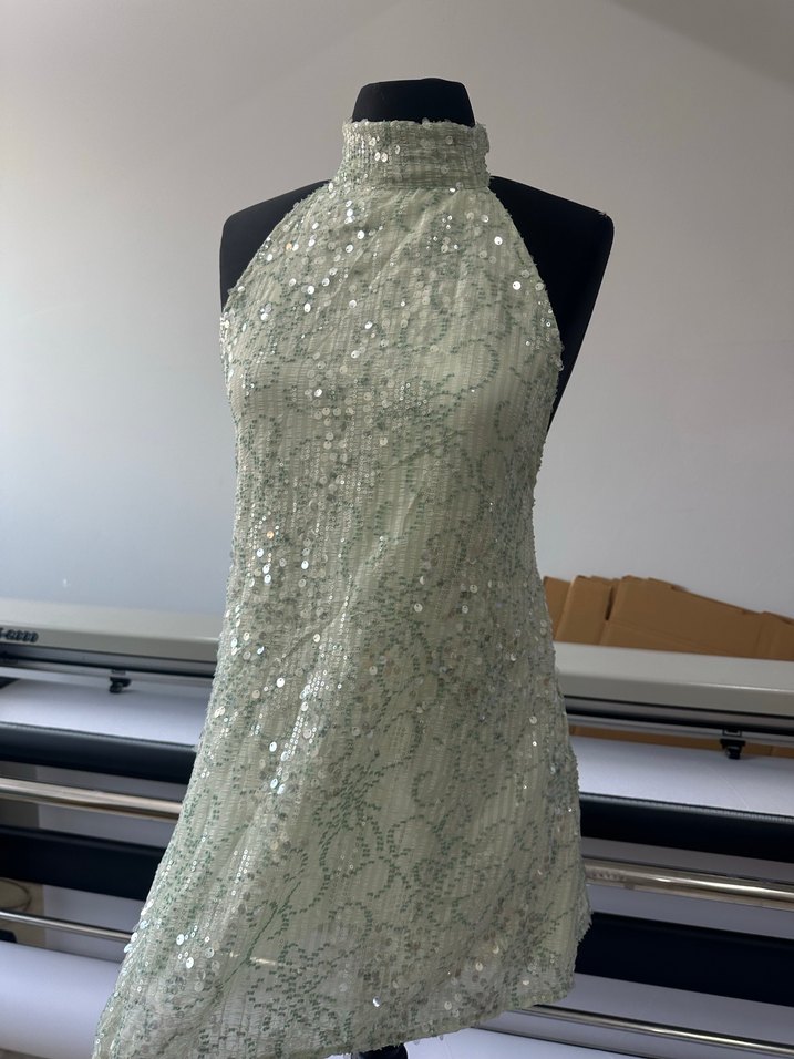 Yeşil Parlak Mini Nakışlı Bohem Elbise XS,S,M mevcuttur - Görsel 2