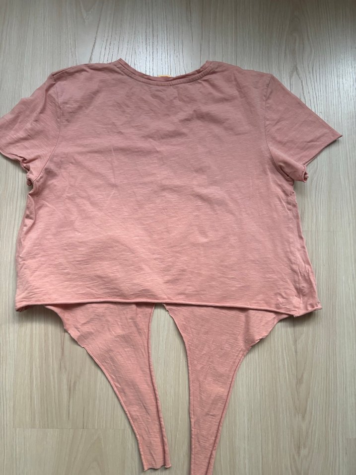 Pembe Renkli Hamile Tişörtü, Kısa Kollu, Salaş - Görsel 3