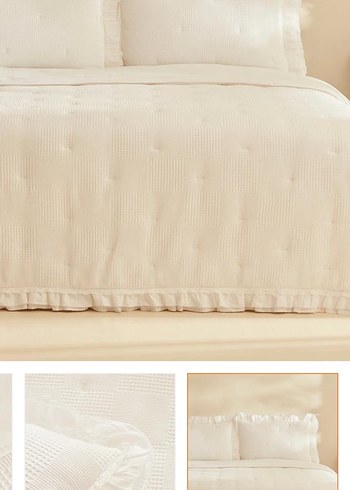 Karaca Home Perios Çift Kişilik Beyaz Nakışlı Yatak Örtüsü - Görsel 2