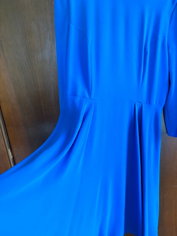 Mavi Piliseli Midi Kadın Elbise - Görsel 2