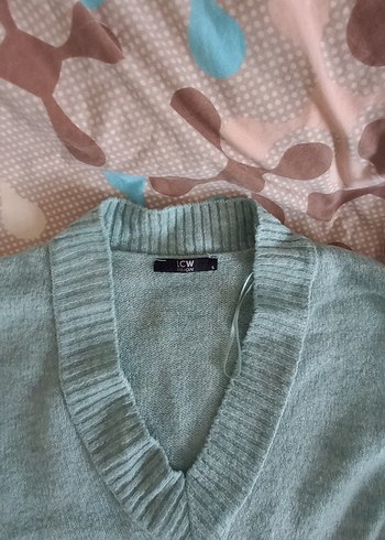 Turkuaz V Yakalı Kadın Triko Kazak - Görsel 2