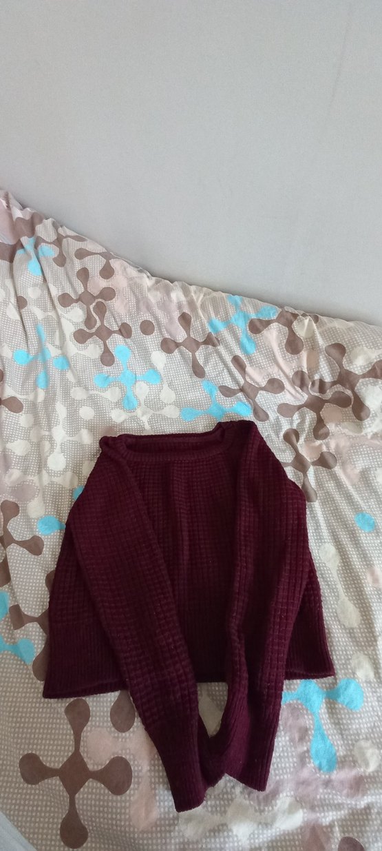 Bordo Kadın Örgü Salaş Kazak - Görsel 2