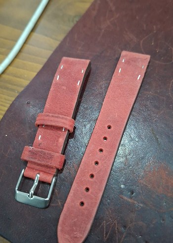 Kırmızı Vintage Erkek Saat Kayışı - Görsel 2