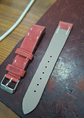 Kırmızı Vintage Erkek Saat Kayışı - Görsel 4