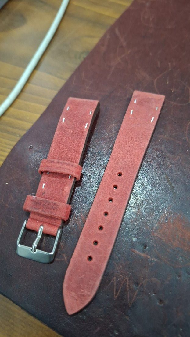 Kırmızı Vintage Erkek Saat Kayışı - Görsel 2