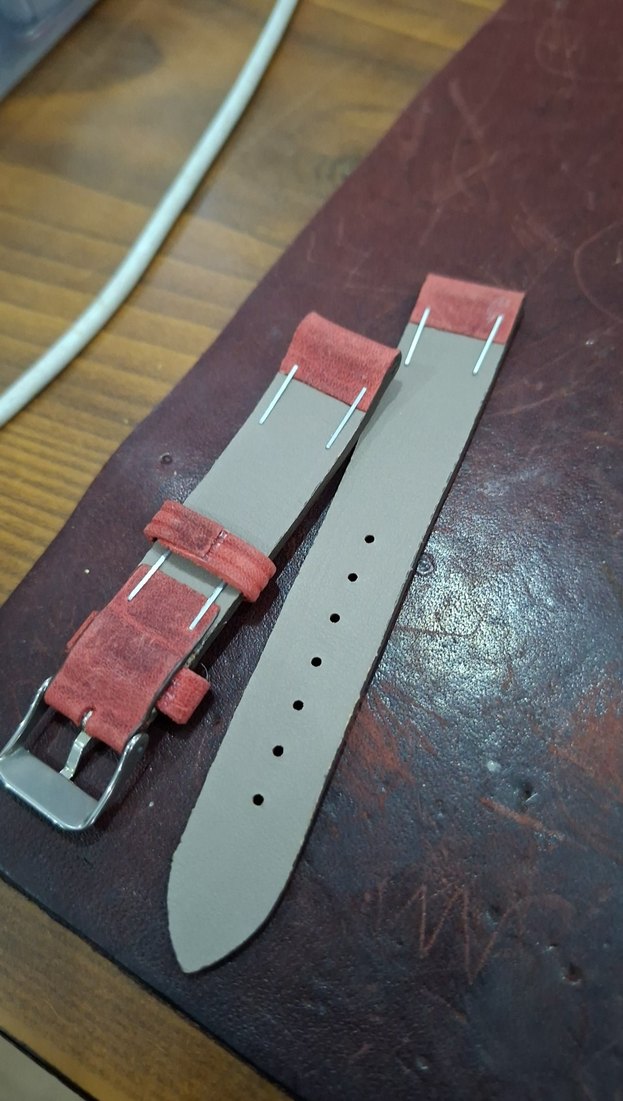 Kırmızı Vintage Erkek Saat Kayışı - Görsel 3