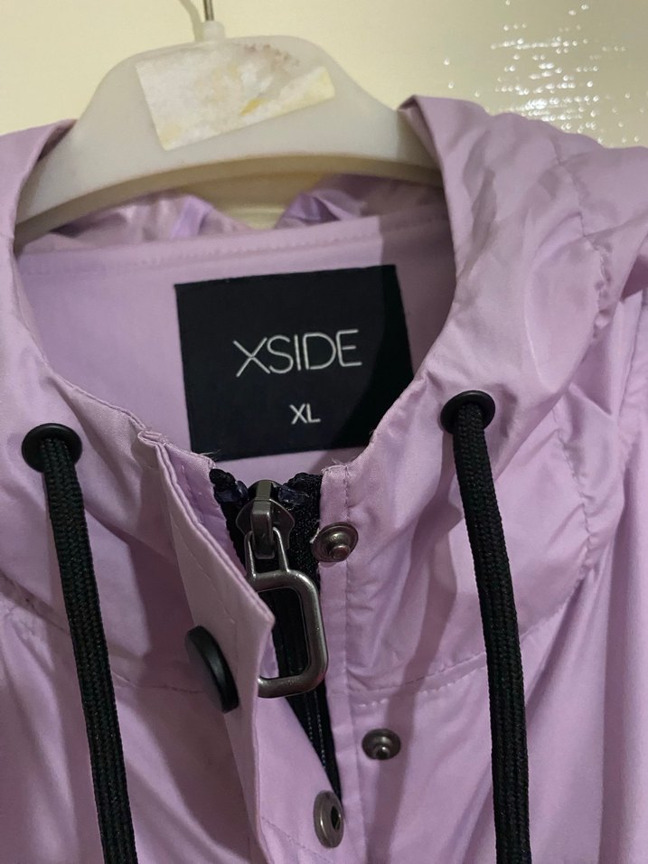 Düğmeli Midi Mor Kadın Yağmurluk - Görsel 3