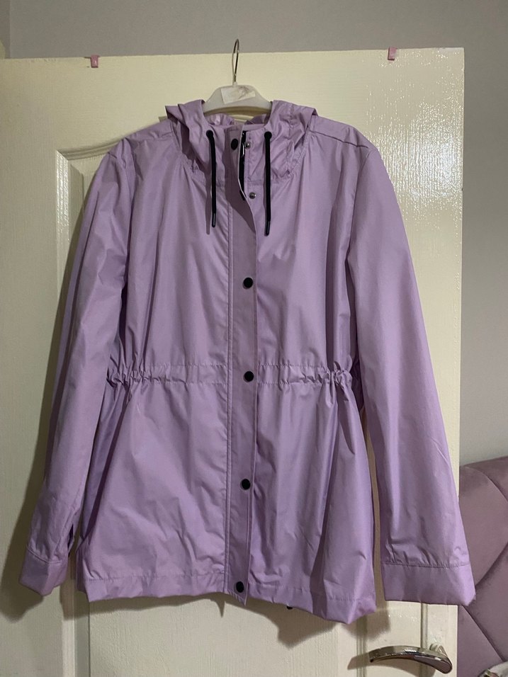 Düğmeli Midi Mor Kadın Yağmurluk - Görsel 4