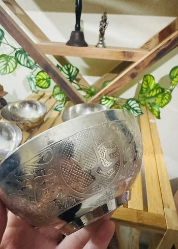 Altın Renkli Gri Bağlama Desenli Tabak Seti - Görsel 6