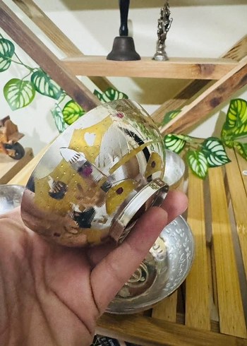 Altın Renkli Gri Bağlama Desenli Tabak Seti - Görsel 7