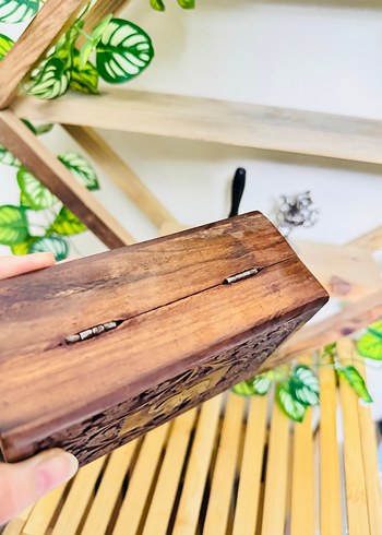 Koyu Kahverengi Oyma Ahşap Oyuncak Kutu - Görsel 7